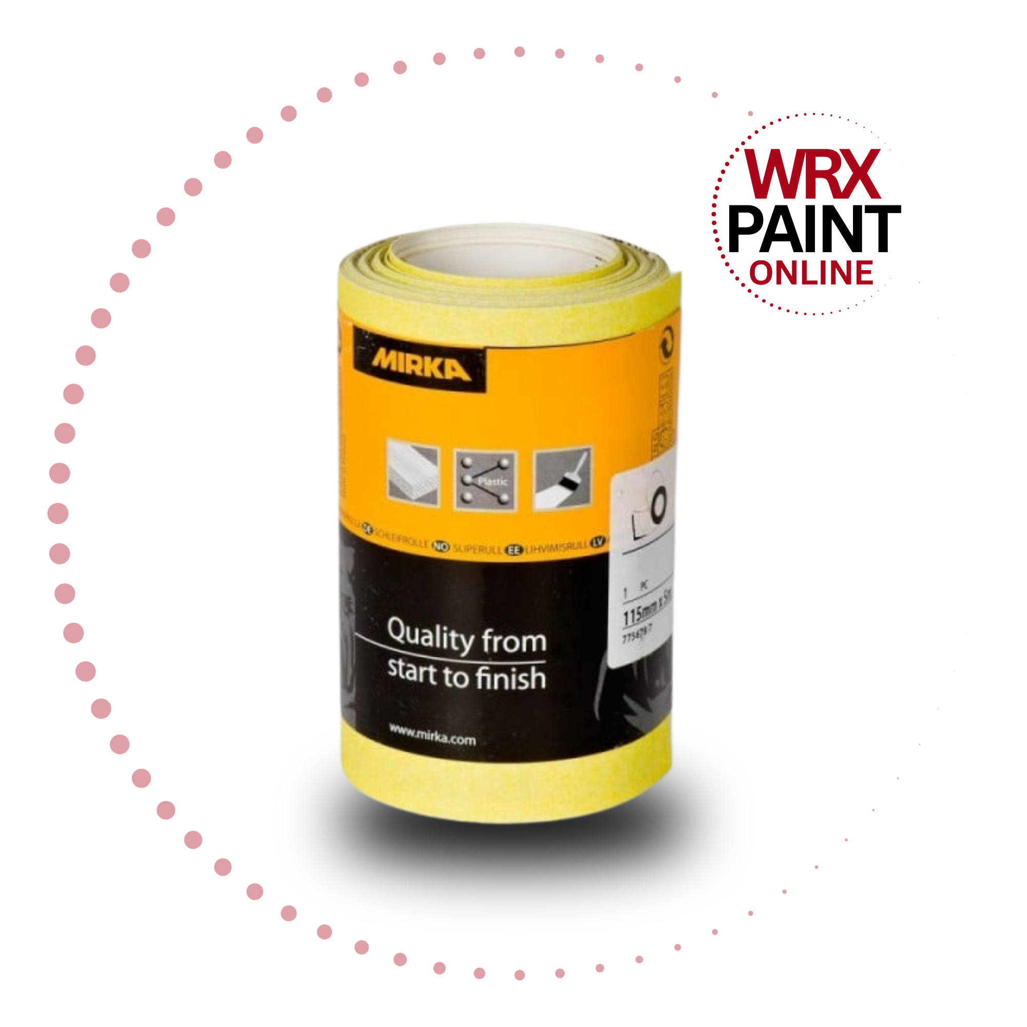 P120 GRIT MIRKA SANDPAPER ROLL 115mm x 5m. Mirka Sandpaper