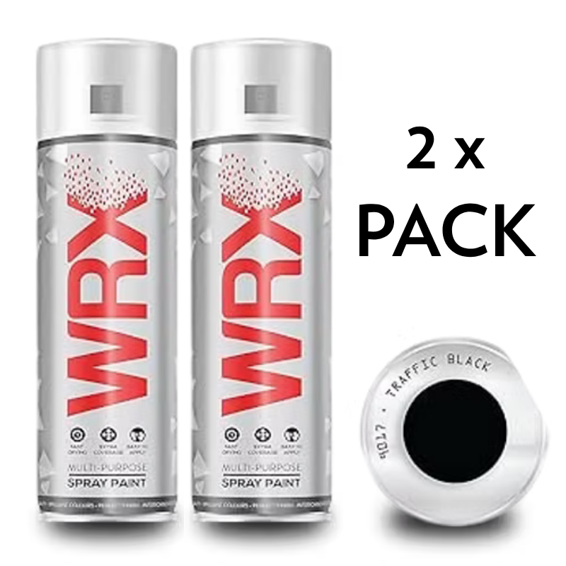 2x WRX TRAFFIC BLACK RAL 9017 SPRAY PAINT - 400ml