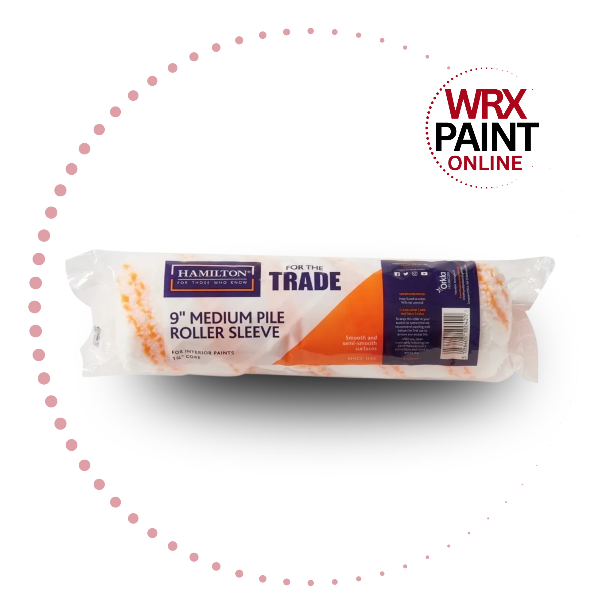 Hamilton 9" Roller Sleeve For The Trade - Medium Pile. HAMILTON