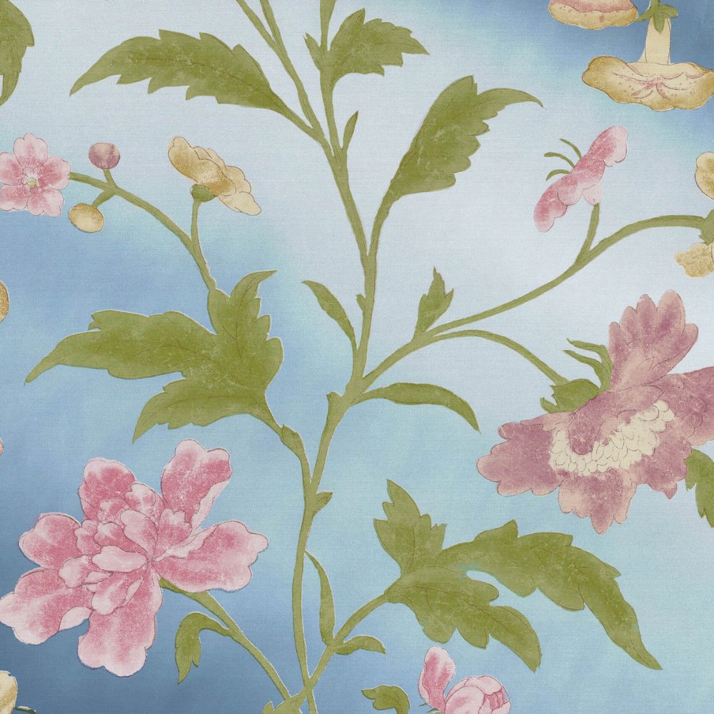 Little Greene - China Rose - Blue Lustre - Wallpaper