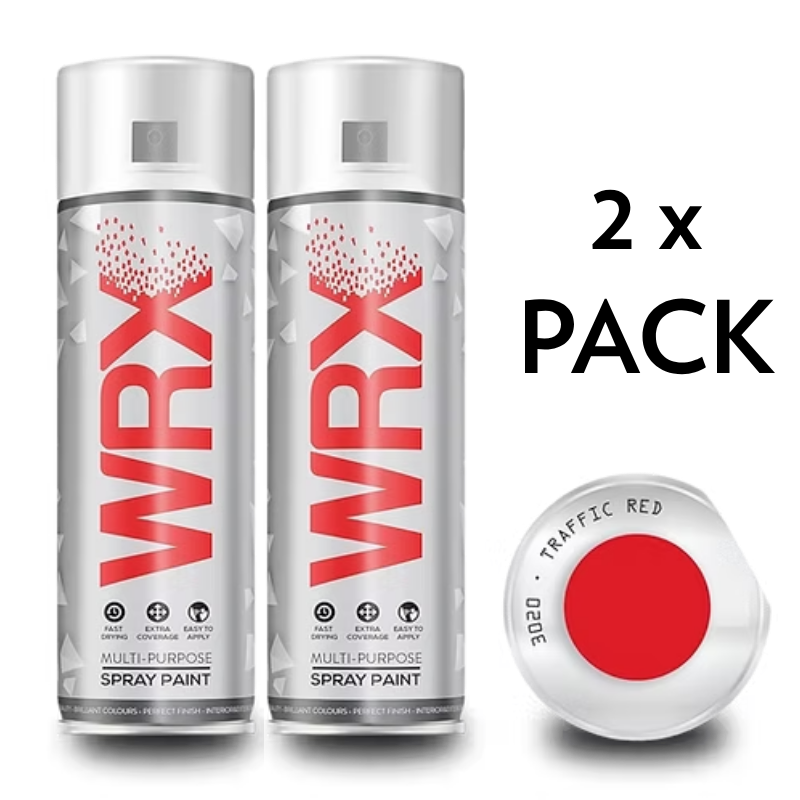 2x WRX TRAFFIC RED RAL 3020 SPRAY PAINT - 400ml