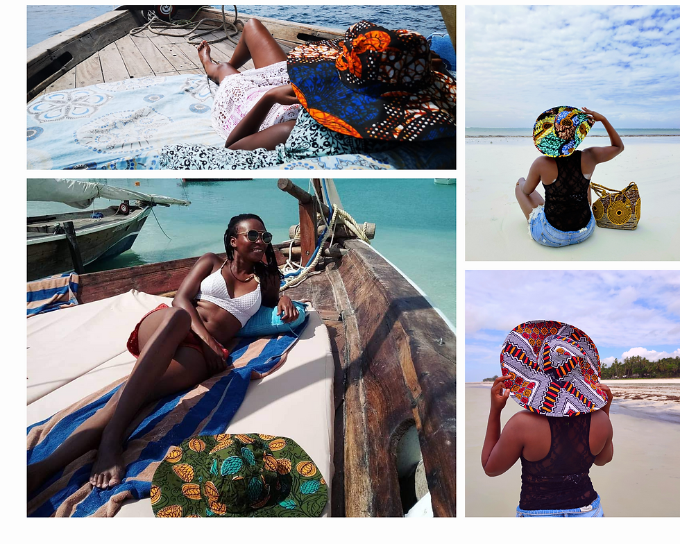 Miniaturbild: Large African Fabric Summer Hats