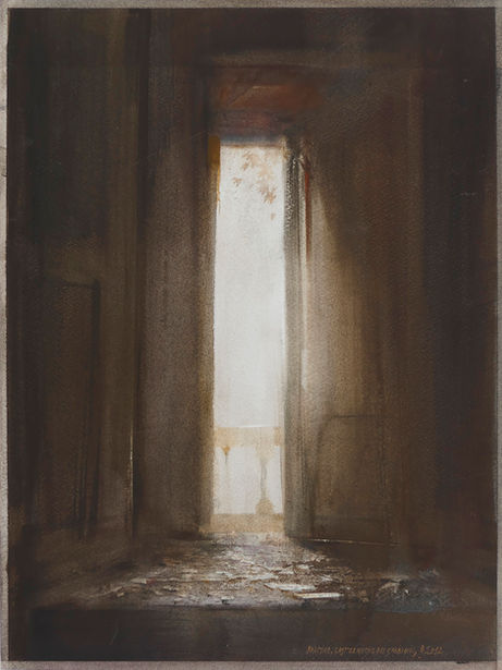 Dino Di Vittorio, Balcone a Castelnuovo dei Sabbioni, 2012, watercolor on paper 40,5 x 30,5 cm
