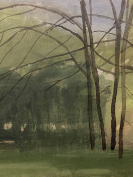 Dino Di Vittorio, Olmi alla chiesina, 2016, oil on linen, 30 x 40 cm