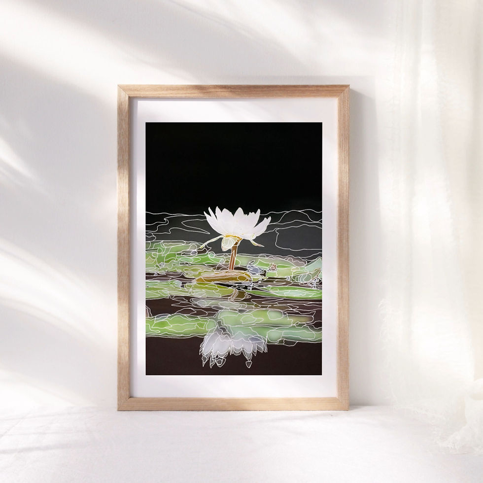 Thumbnail: Reflections of a Water Lily Line Print