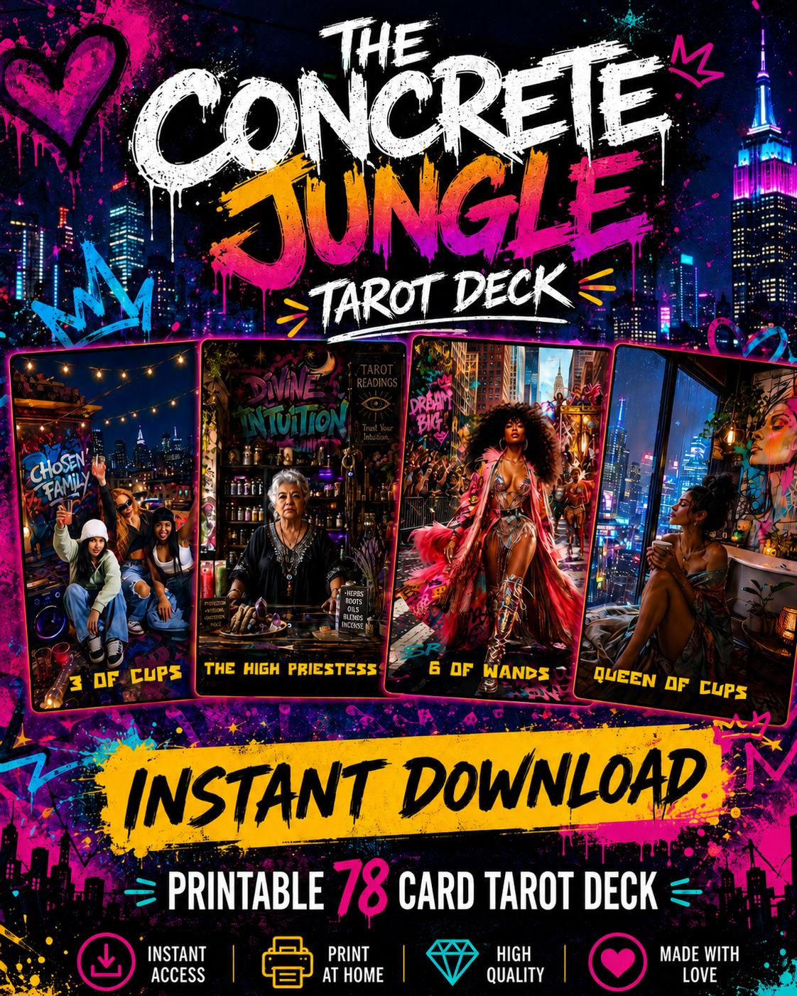 The Concrete Jungle Tarot Printable Deck