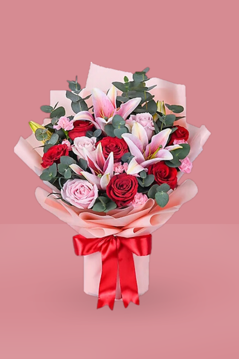 Ramo de Rosas y Lírios Cupido