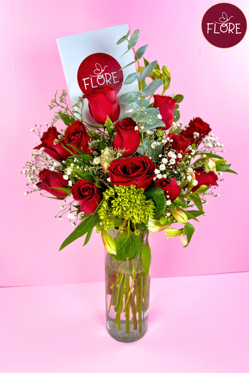 florero 12 rosas