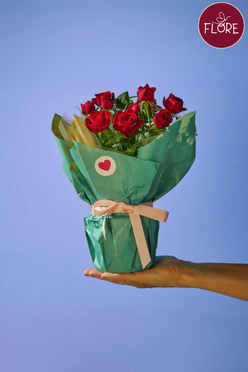 Rosas rojas en maceta