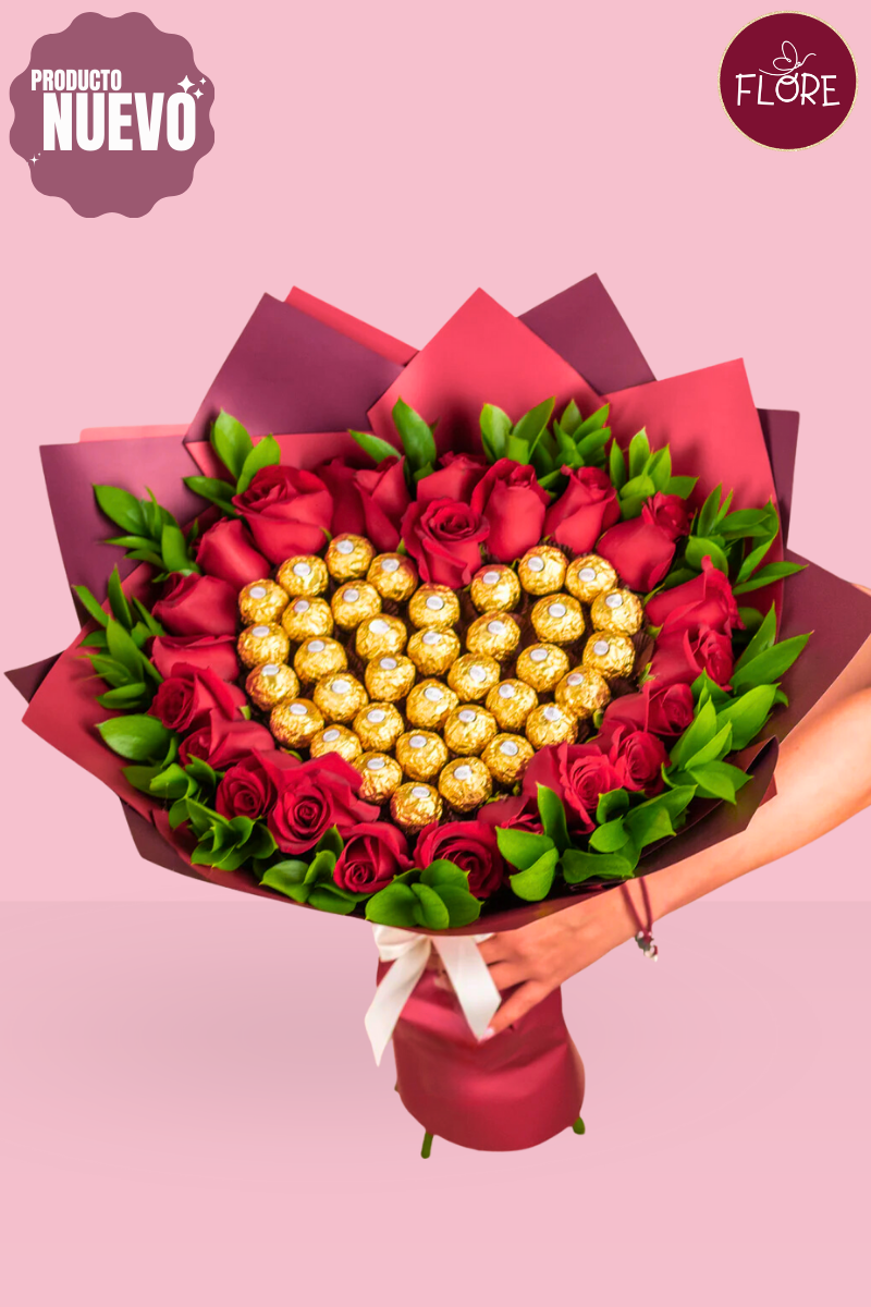 Corazón formado con rosas