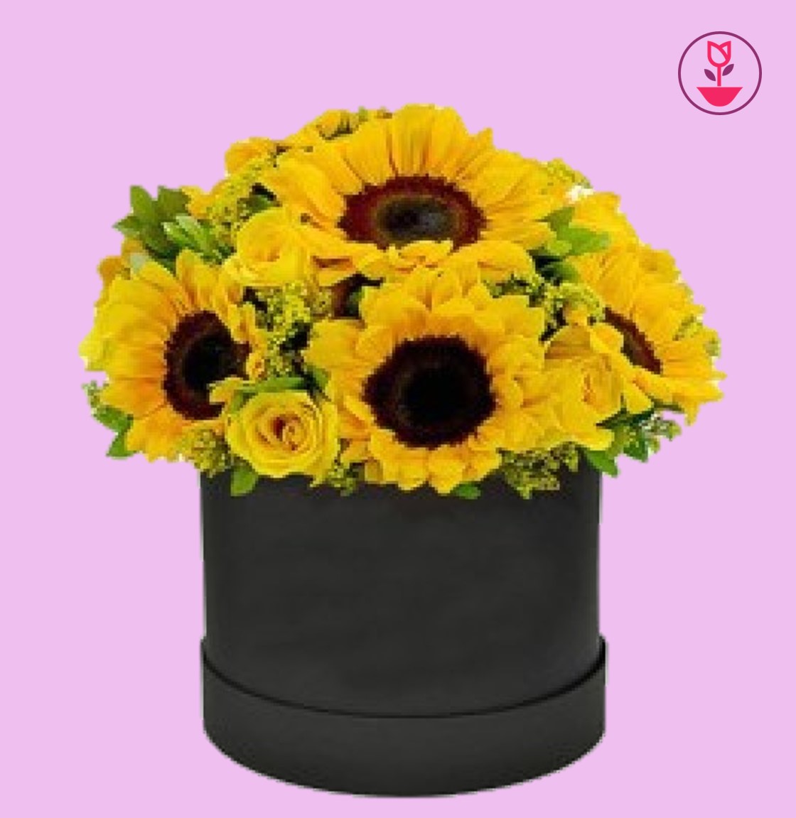 Girasoles y rosas frescas
