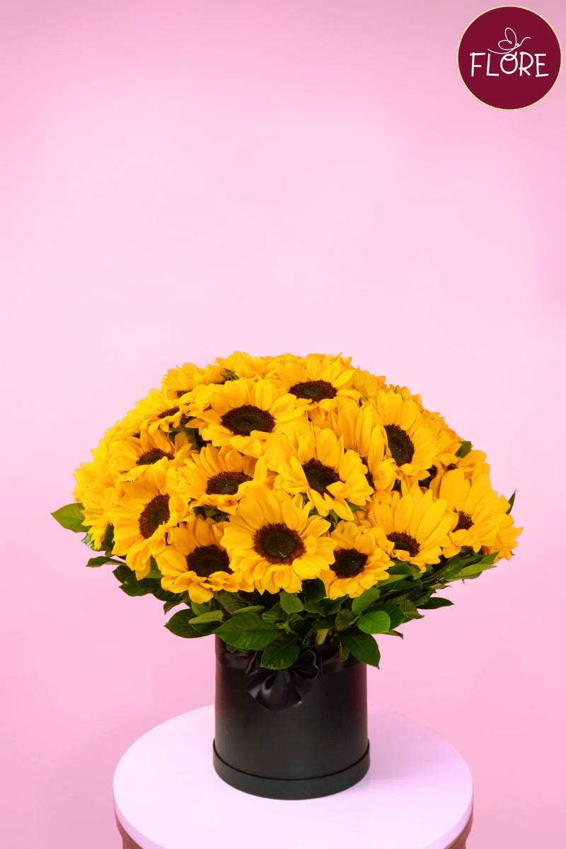 Caja con girasoles