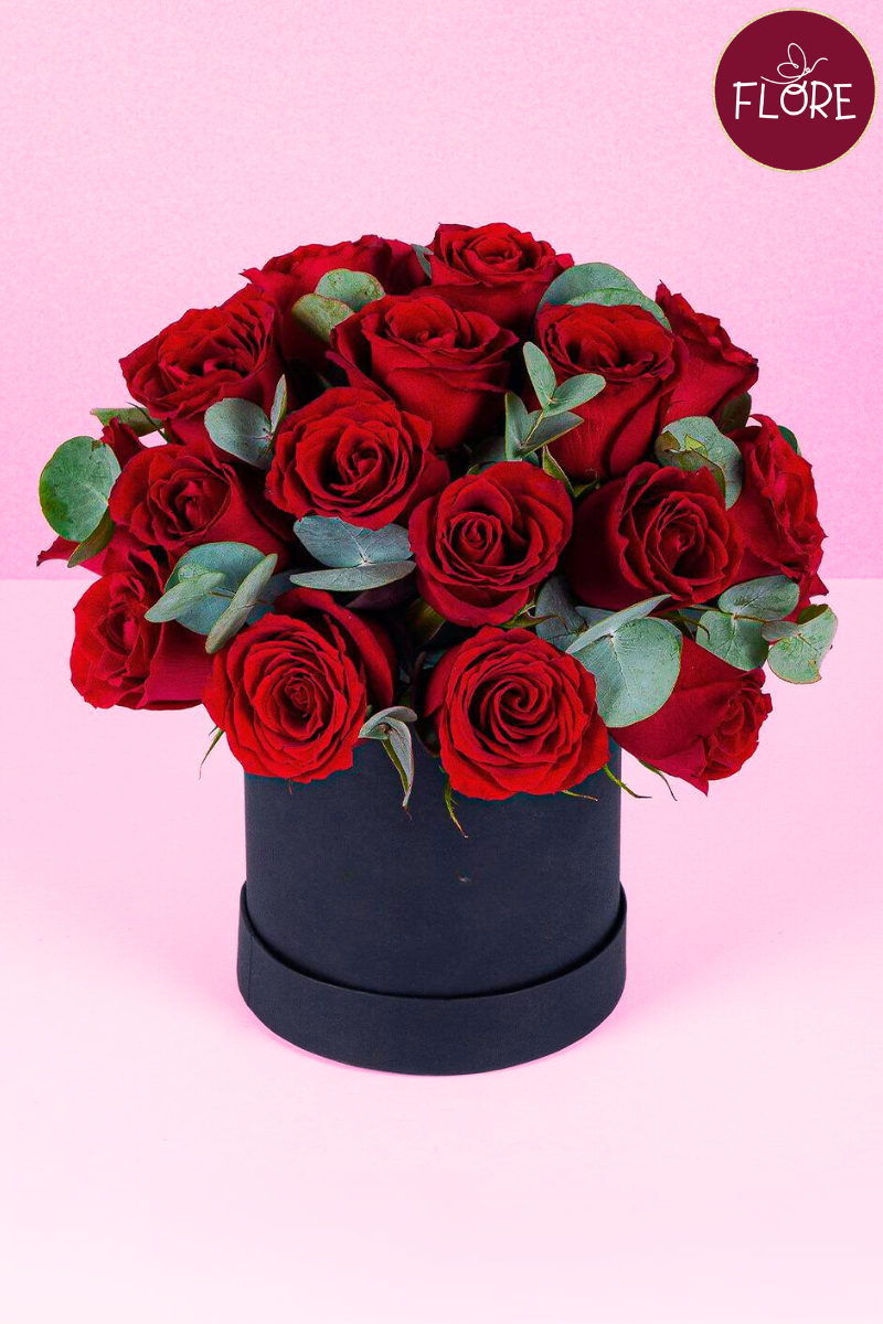 Rosas rojas en caja