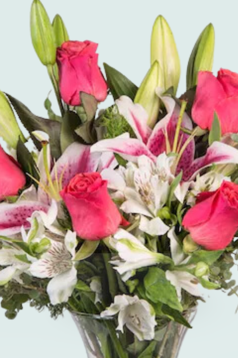 Miniatura: Lirios Rosas y Astromelias