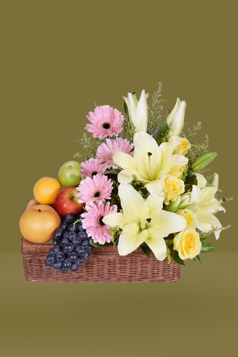 Canasta de Flores y Frutas MONTERREY