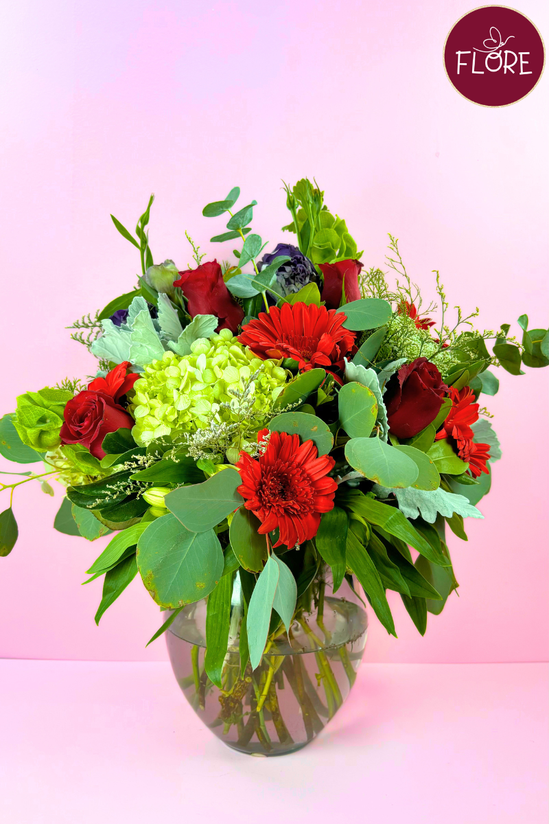 Flores en base de vidrio
