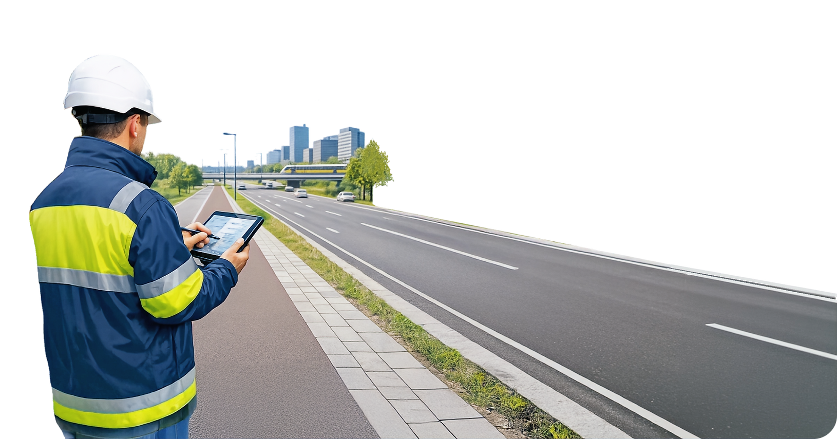 Inspecteur Civiel controleert kabel- en leidingproject