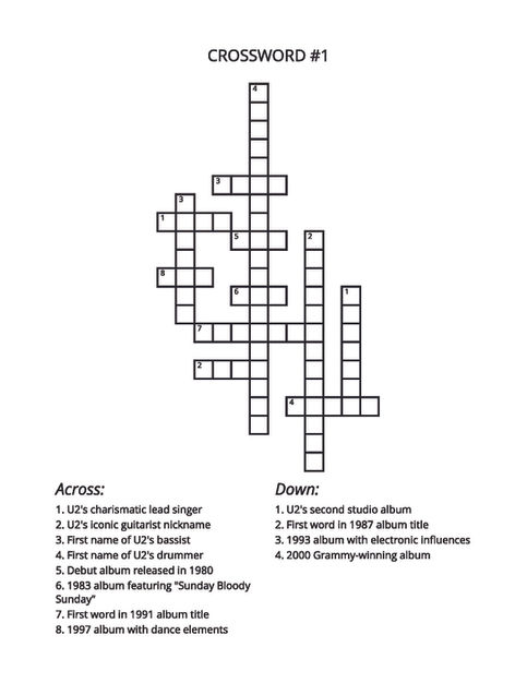 U2 TRIVIA PUZZLE PAGE