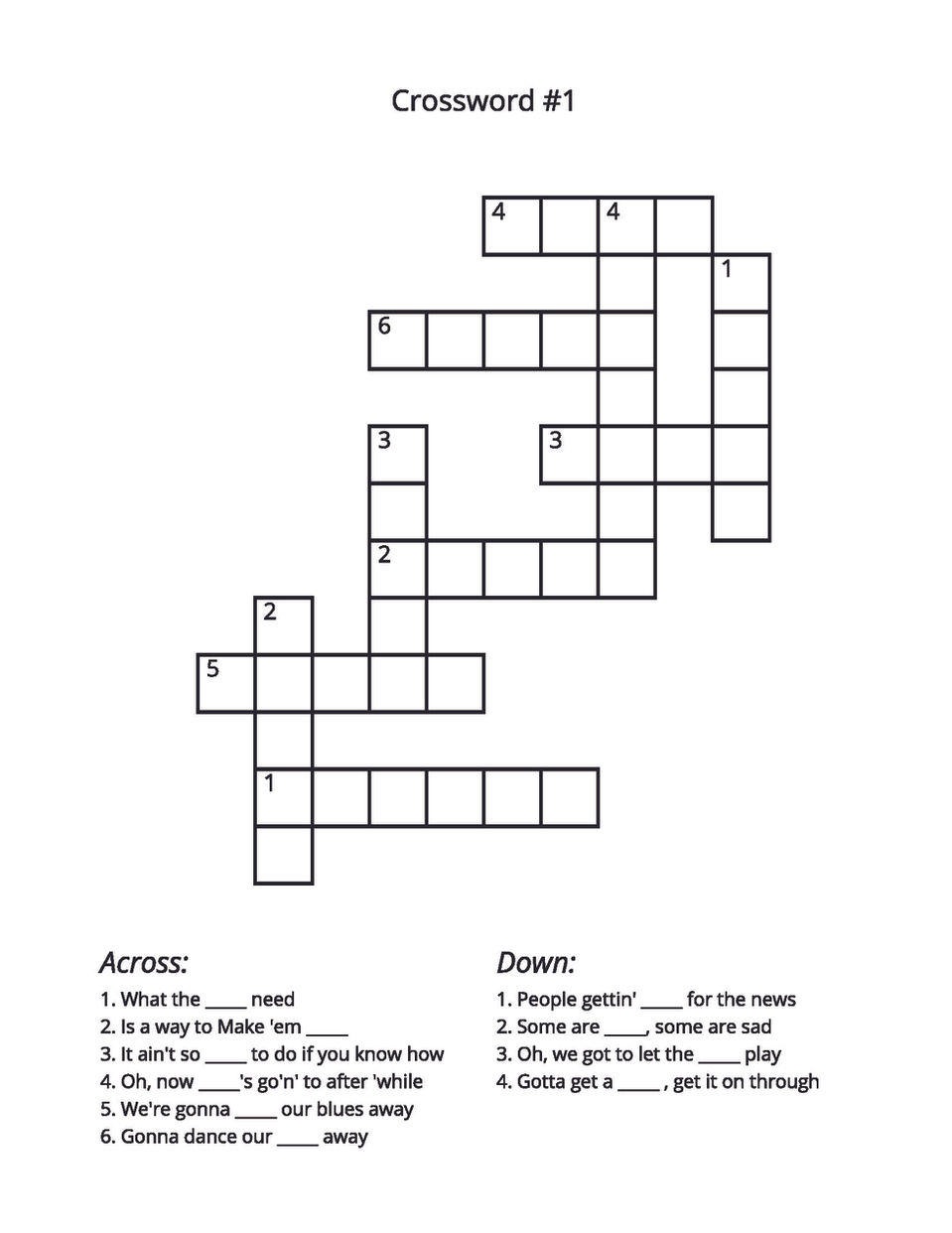 DOOBIE BROTHERS CROSSWORD PAGE