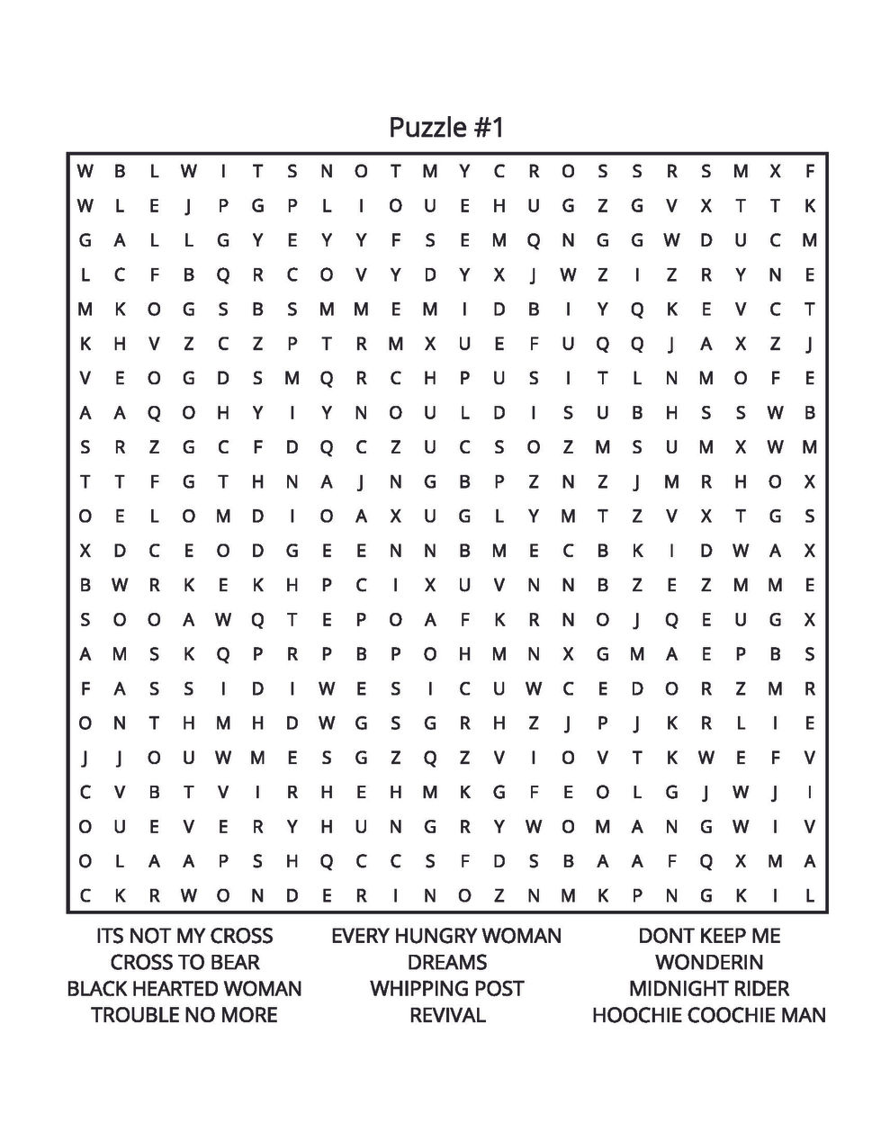 ALLMAN BROTHERS WORD SEARCH PAGE