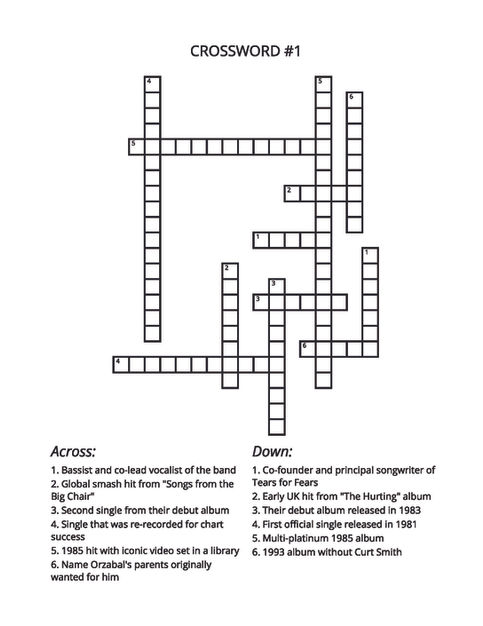 TEARS FOR FEARS TRIVIA PUZZLE PAGE