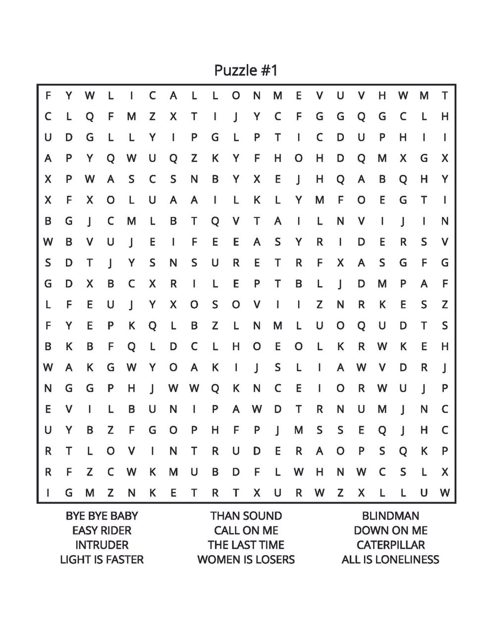 JANIS JOPLIN WORD SEARCH PAGE