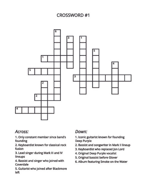 DEEP PURPLE TRIVIA PUZZLE PAGE