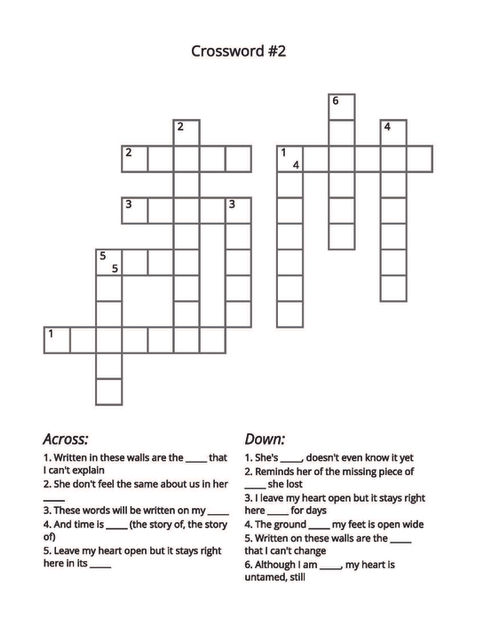 ONE DIRECTION CROSSWORD PAGE