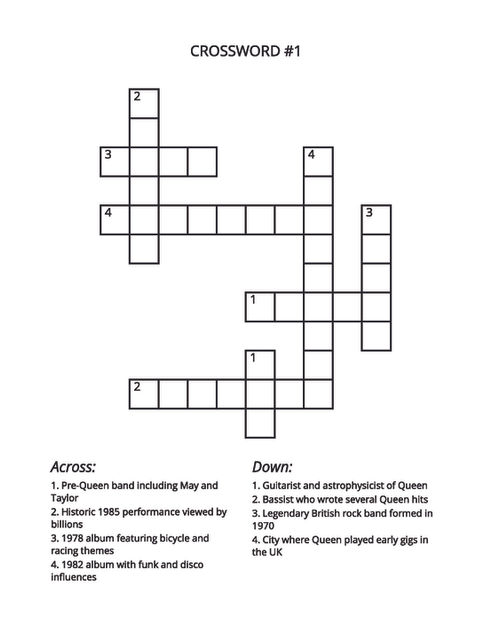 QUEEN TRIVIA PUZZLE PAGE