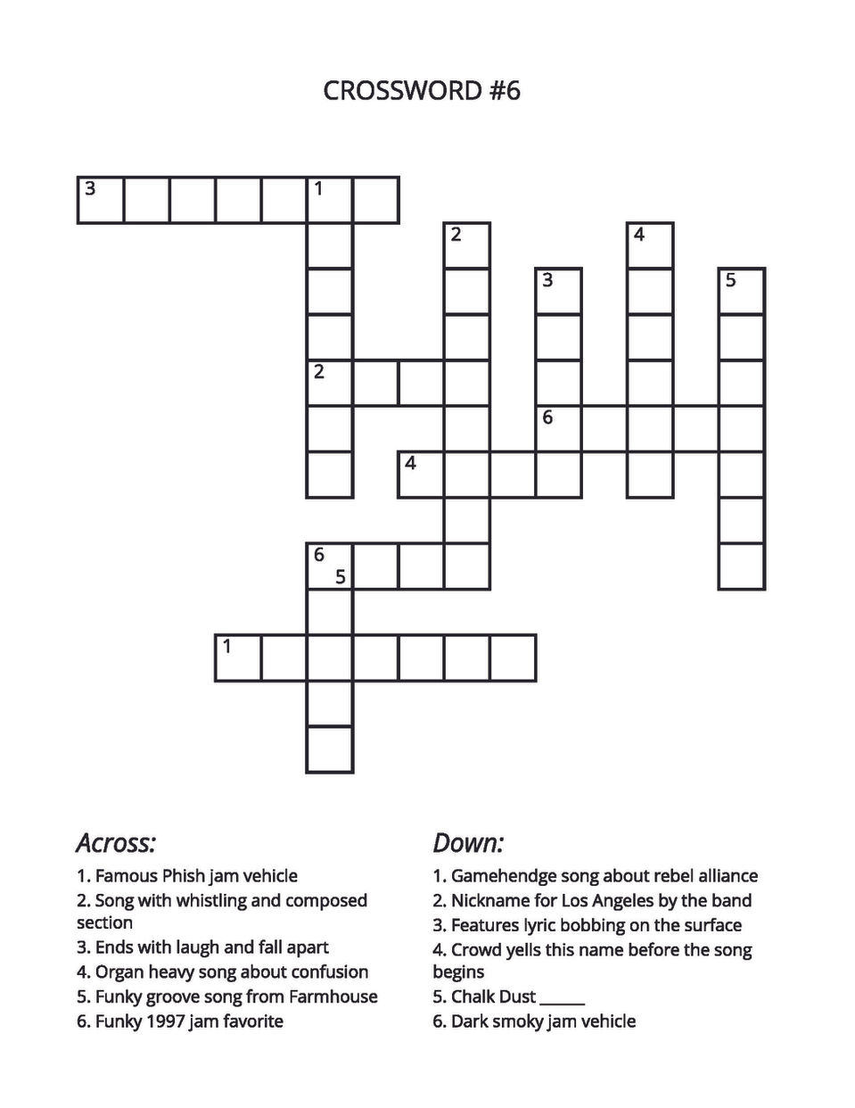 PHISH TRIVIA PUZZLE PAGE