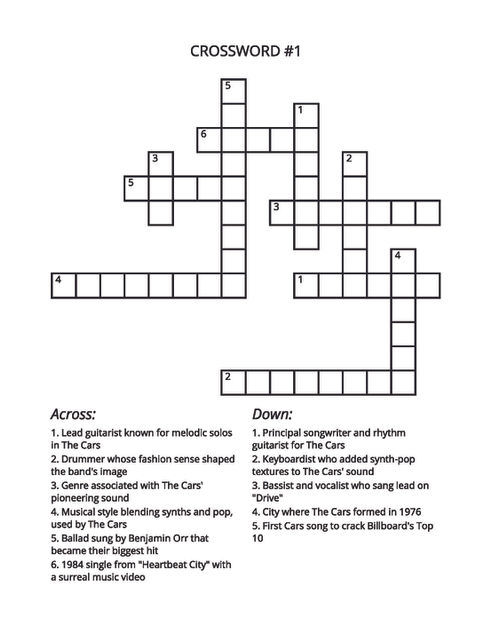 THE CARS TRIVIA PUZZLE PAGE