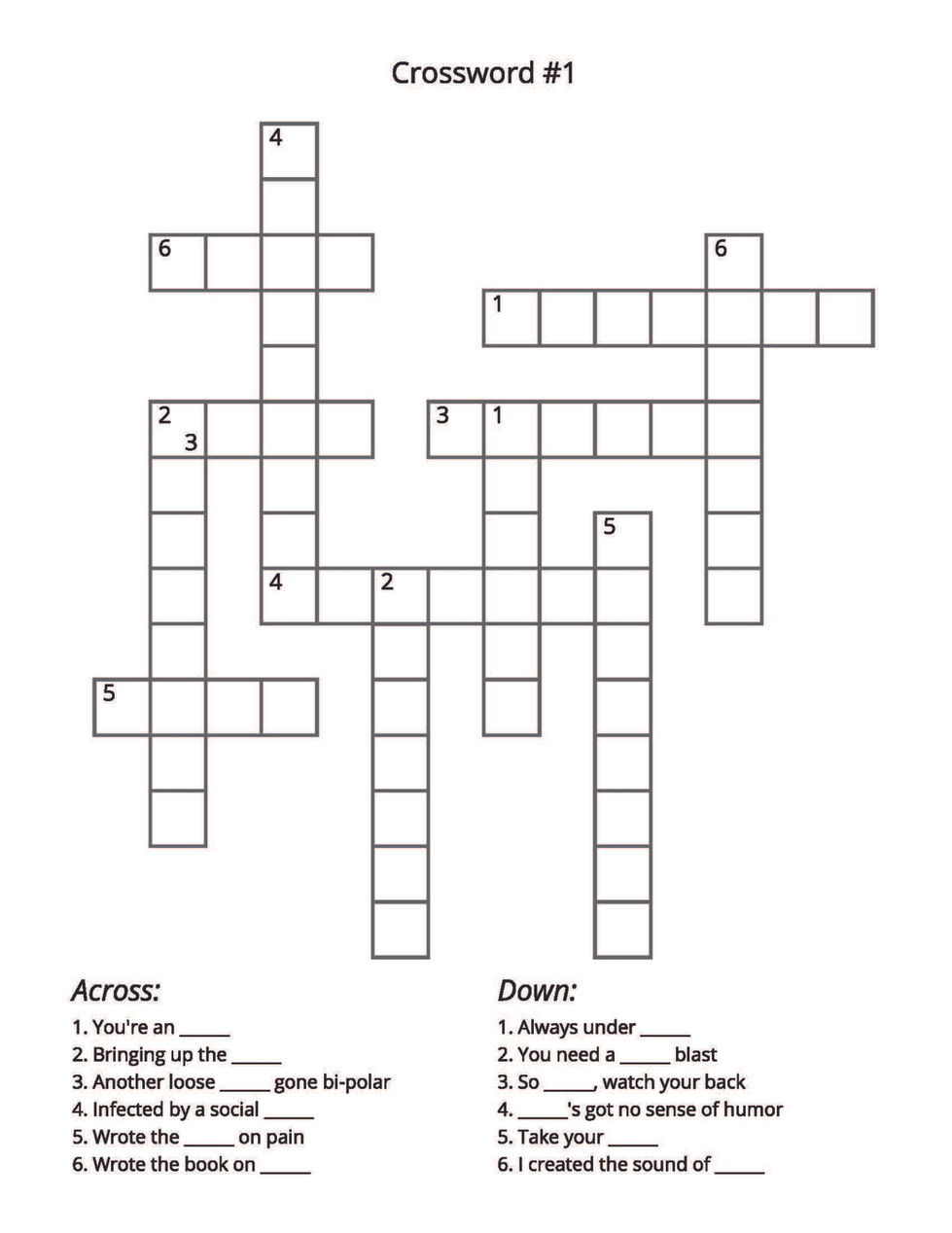 SHINEDOWN CROSSWORD PUZZLE PAGE
