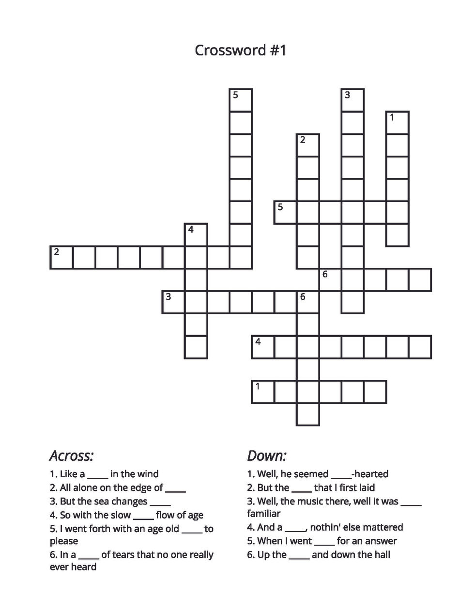 STEVIE NICKS CROSSWORD PAGE