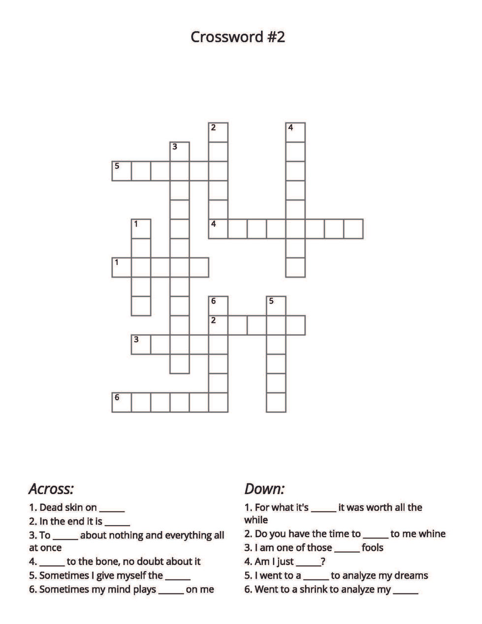 GREEN DAY CROSSWORD PAGE