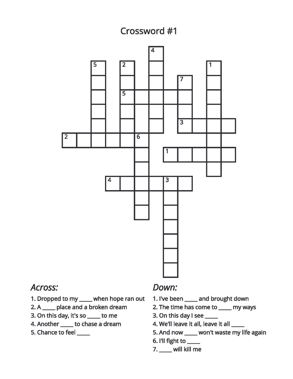 ALTER BRIDGE CROSSWORD PAGE