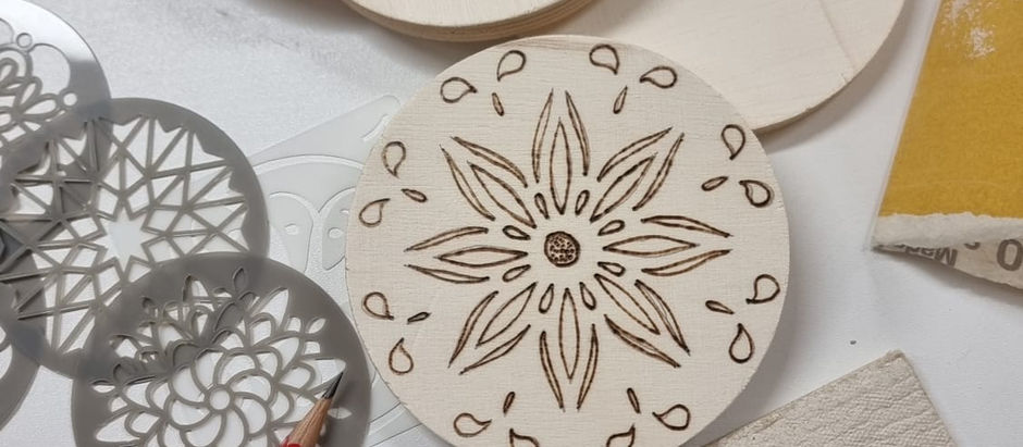 Untersetzer mit Brandbemalung