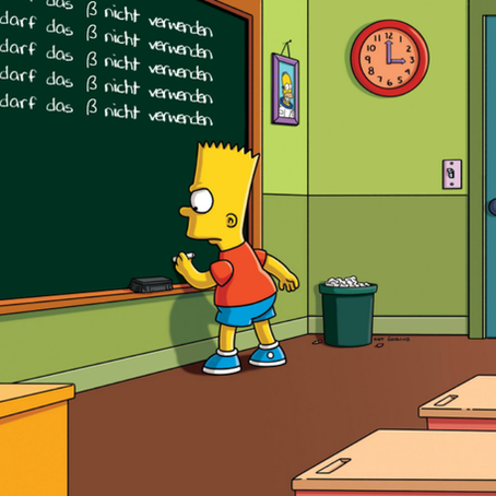 Bart Simpson schreibt wiederholt "Ich darf das ß nicht verwenden“.