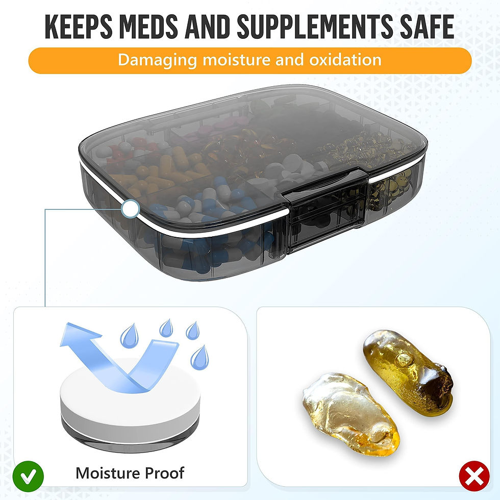 Thumbnail: Extra Large Pill Organizer Medicine Case Black Pill Box Adjustable Compartment