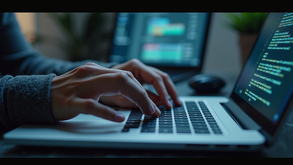 Close-up view of a person troubleshooting a computer issue