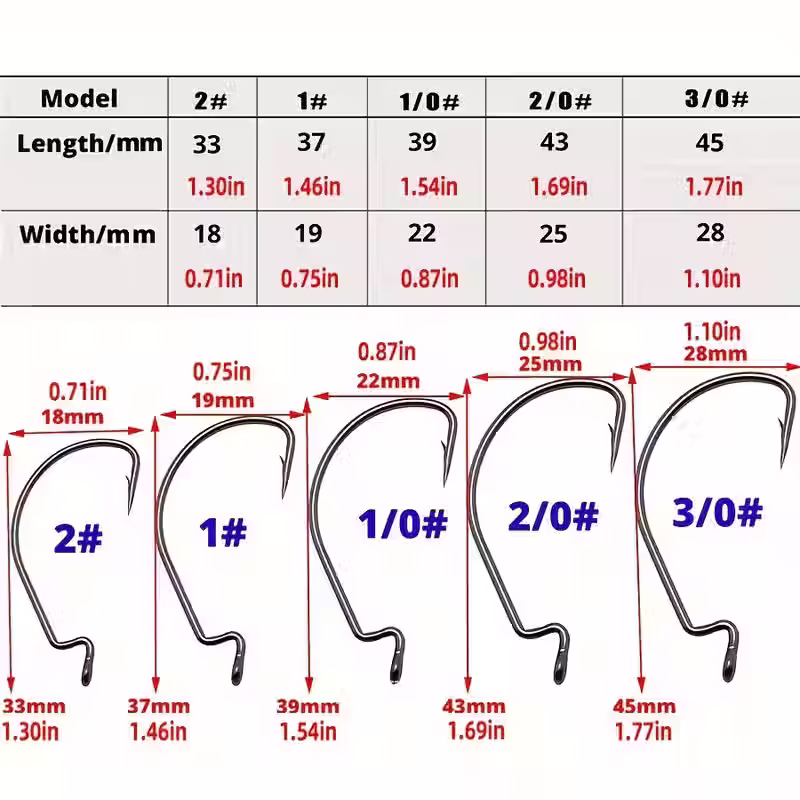Thumbnail: 50-piece Boxed Crank Hooks, Fishing Hook Set With Barb, Wide Gap Soft Worm Hook 