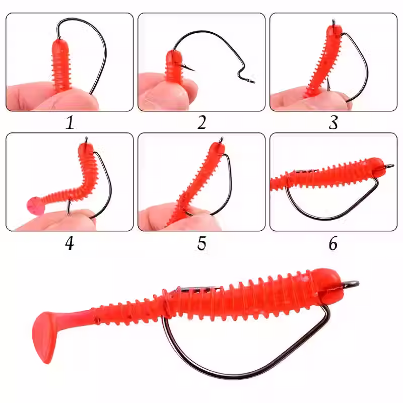 Thumbnail: 50-piece Boxed Crank Hooks, Fishing Hook Set With Barb, Wide Gap Soft Worm Hook 
