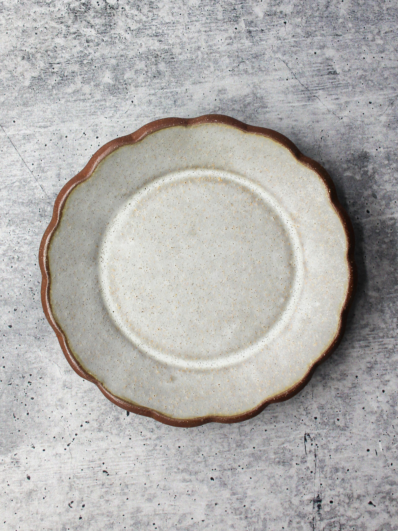 Handmade Ceramic Saucer, Ruffle Edge Snack Plate, Trinket Jewelry Dish