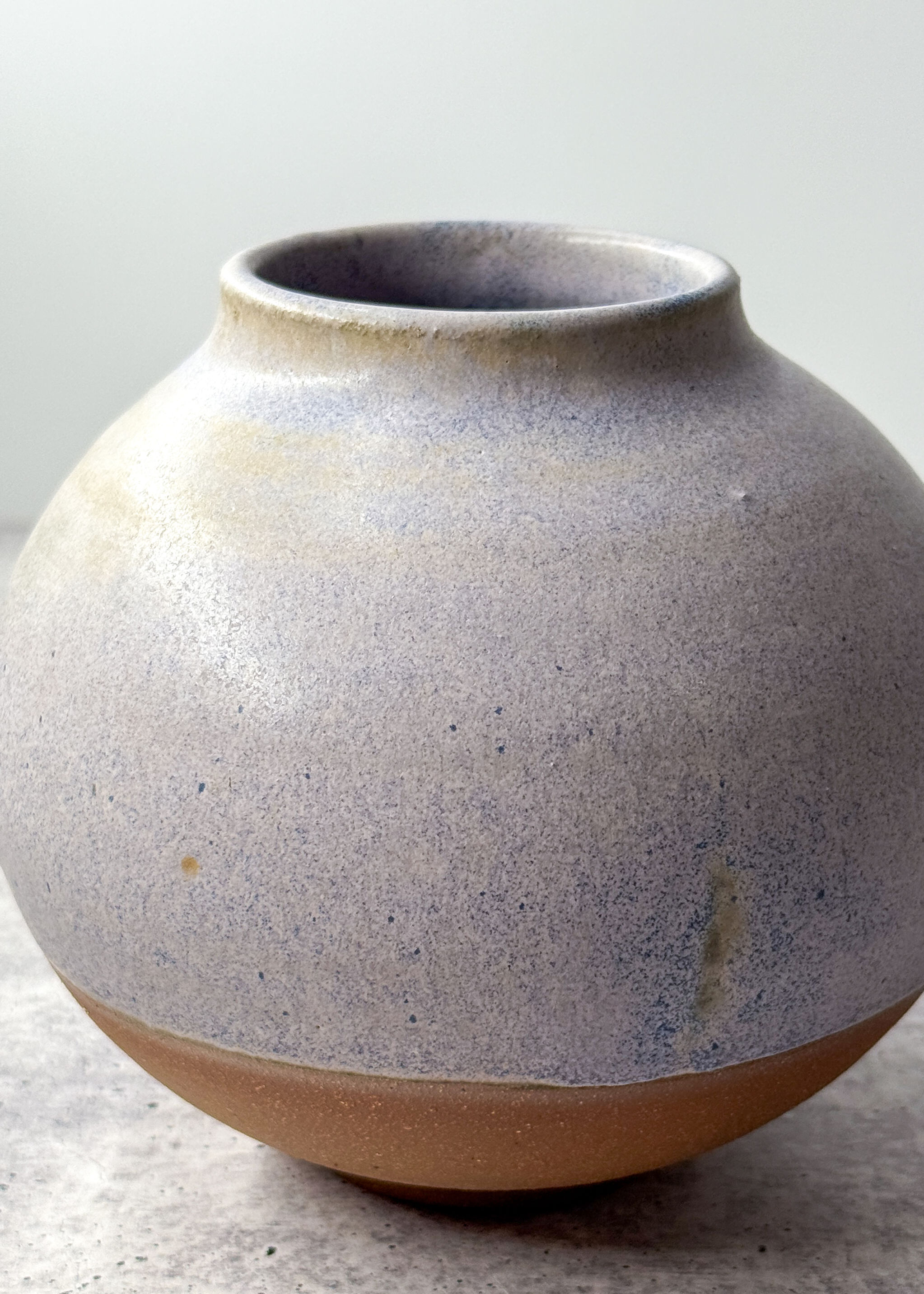 Soft Speckled Handmade Pottery Orb Jar Small Round Vessel