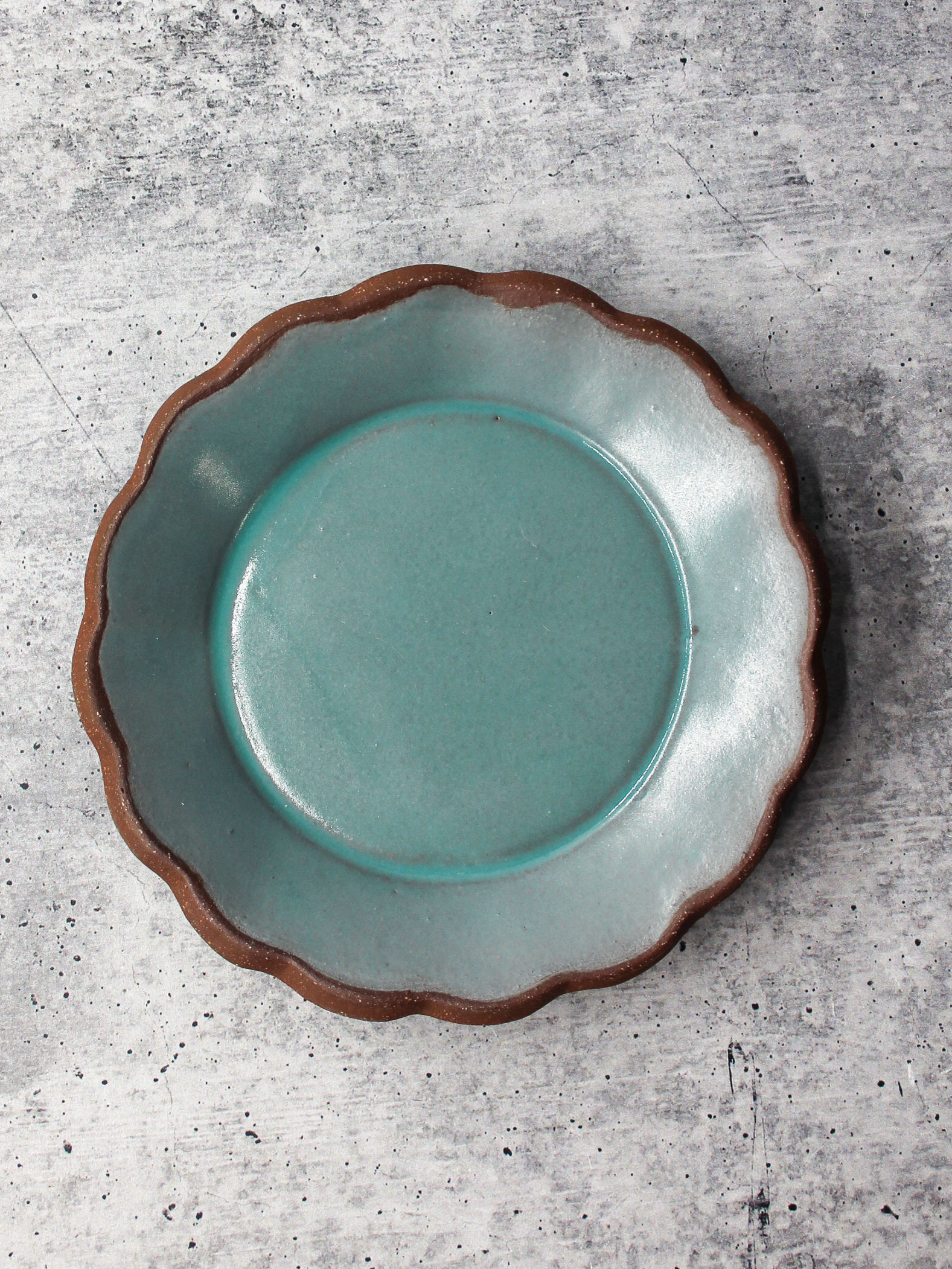 Handmade Ceramic Saucer, Ruffle Edge Snack Plate, Trinket Jewelry Dish