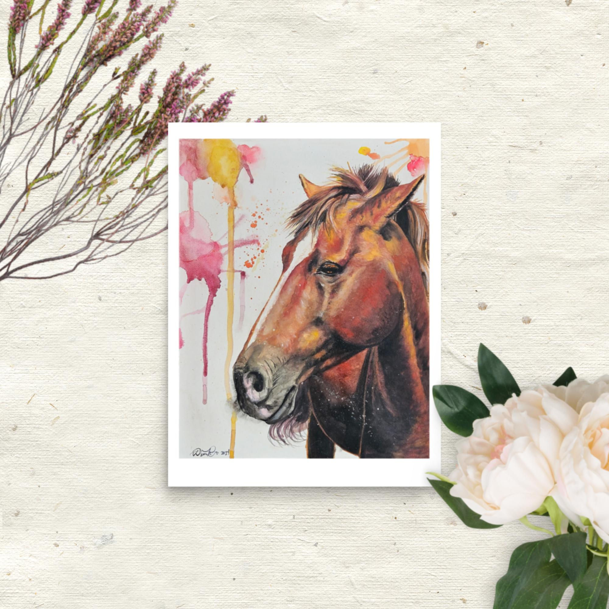 Muse — Watercolor Horse Portrait Print | Equine Wall Art