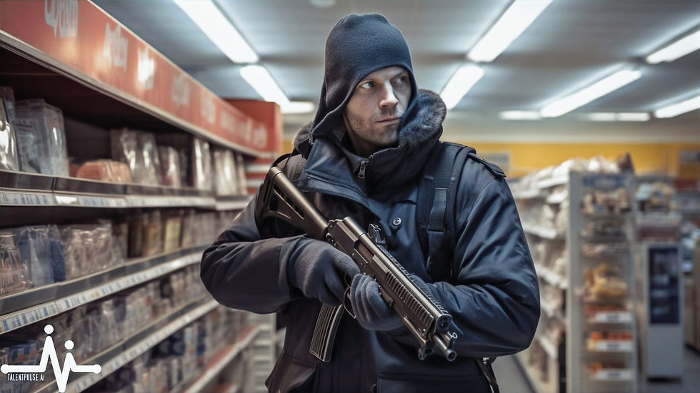 an attacker break into a supermarket with gun