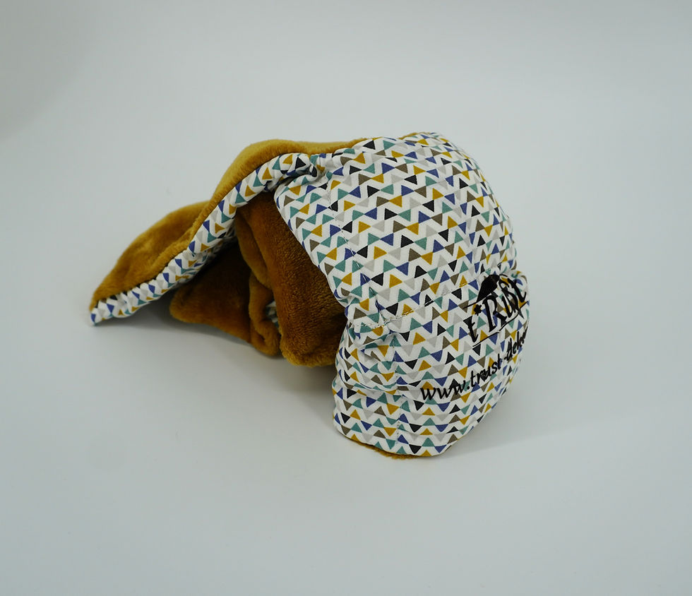 Nekkussentje S katoen & fleece: kleurige driehoekjes