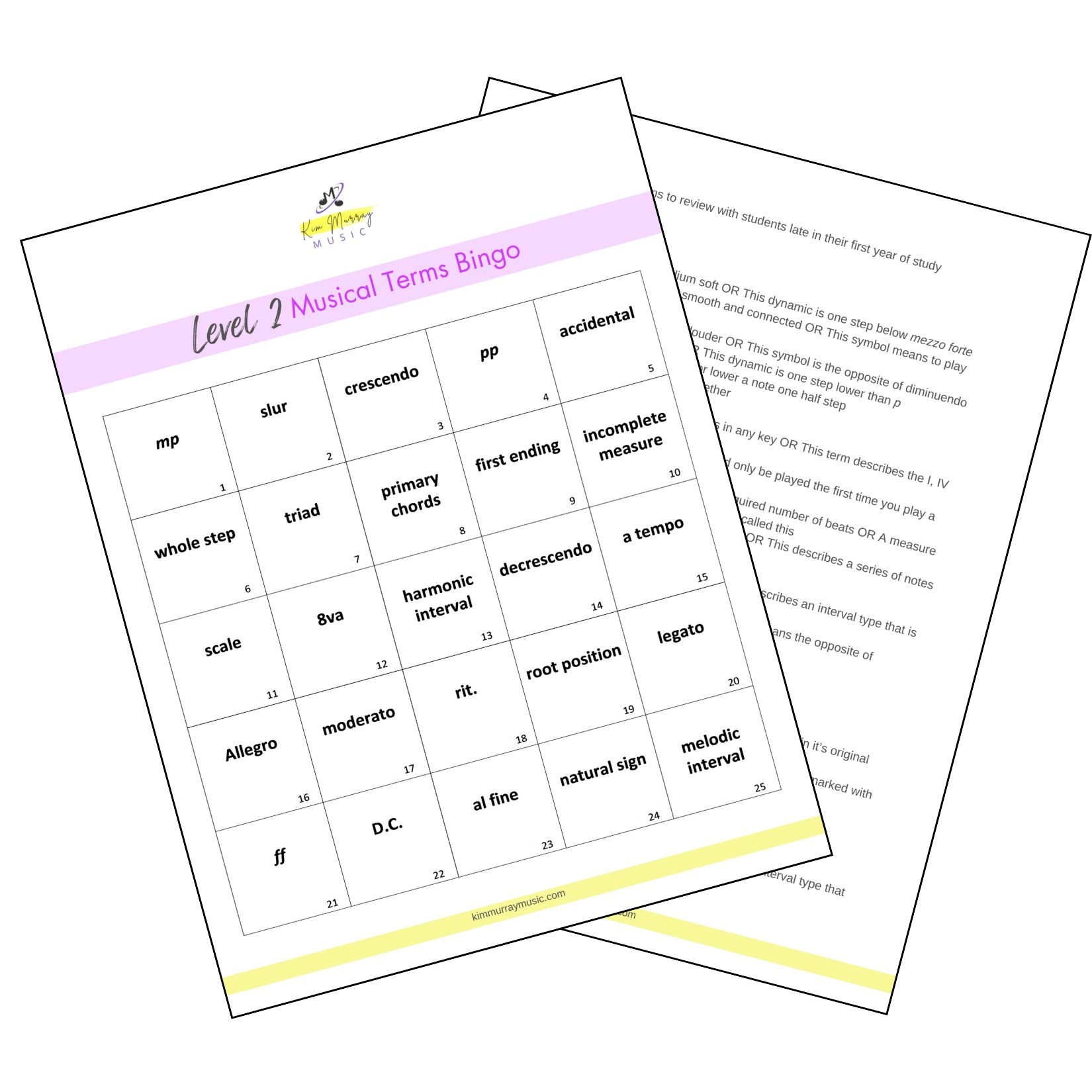 Music Terms Bingo Level 2