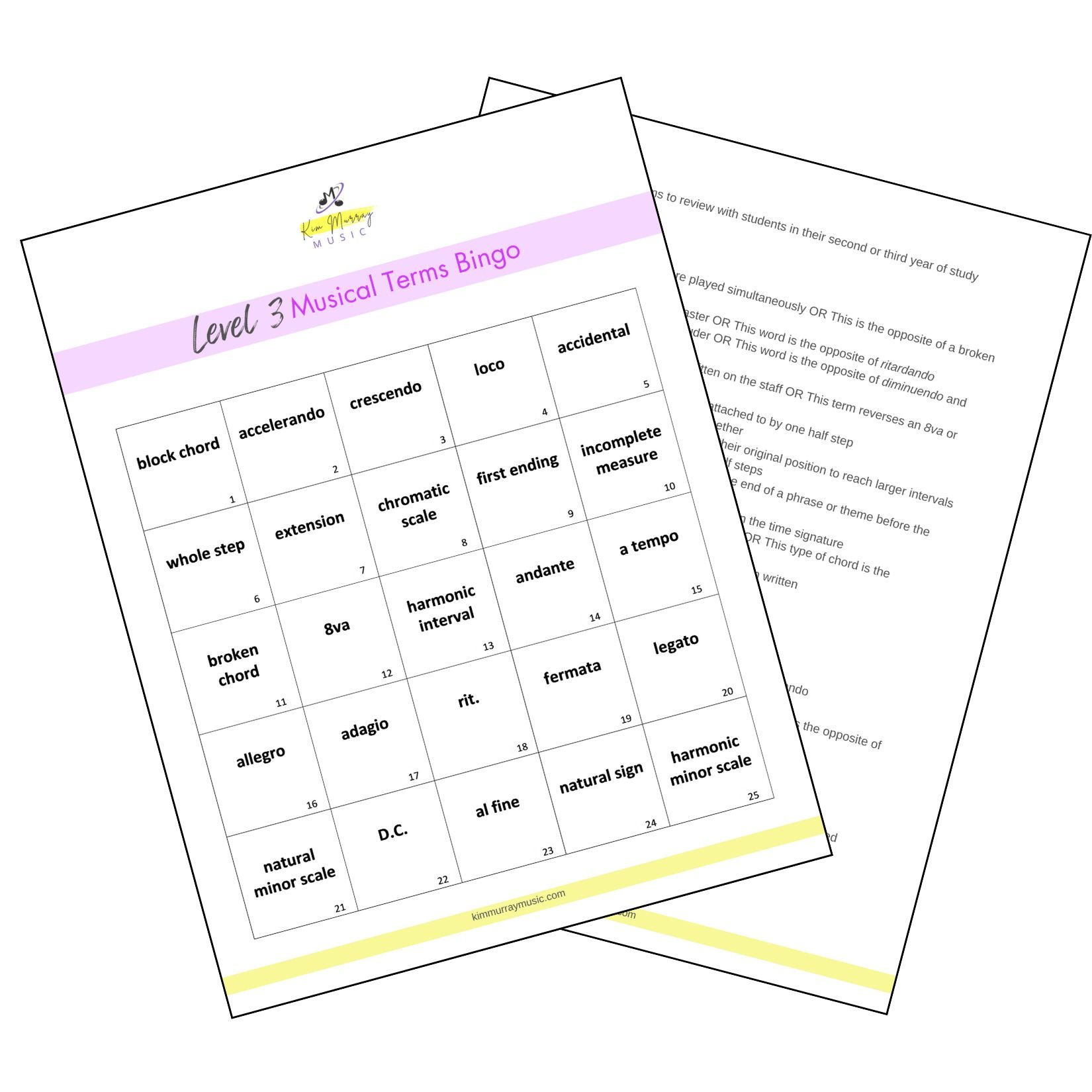 Musical Terms Bingo Level 3