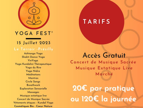 Conditions du Yoga Fest' au Terroir à Présilly 74
